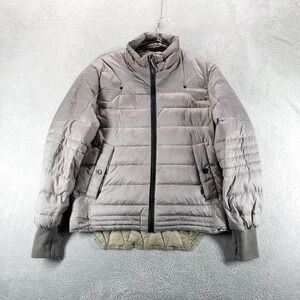 Jet Lag Jacket Mens M Gray Down Puffer Full Zip‎ Quilted Nylon Warm